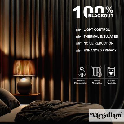 Cortinas Blackout Estampa Folha Leque - Conjunto com 2 Painéis - Térmicas com Ilhós para Quarto e Sala - Verde - Vargottam 106,68 Cm (L) × 182,88 Cm (C) / Verde