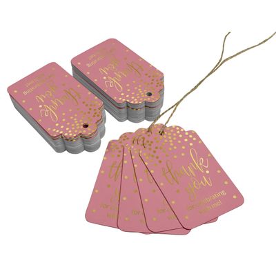 Etiquetas de Papel para Lembrancinha de Aniversário 'Obrigado por Celebrar Comigo' Foil Artesanal para Pendurar - Inkdotpot 50 Etiquetas Metalizadas / Rosa - Dourado