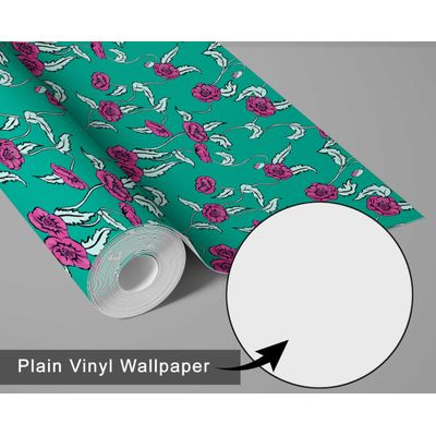 Papel de Parede Floral Estilo Asiático Autoadesivo, Decorativo, DIY Fácil para Quarto, Sala e Ambientes - Verde - S4Sassy 63,5 cm (L) × 304,8 cm (C) / Verde - Vinil Liso
