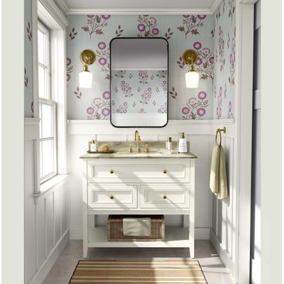 Papel de Parede Botânico Estilo Asiático Autoadesivo em Vinil Decorativo Fácil DIY para Quarto e Sala Roxo - S4Sassy 63,5 cm (L) × 304,8 cm (C) / Roxo - Vinil Liso