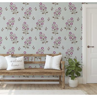 Papel de Parede Botânico Estilo Asiático Autoadesivo em Vinil Decorativo Fácil DIY para Quarto e Sala Roxo - S4Sassy 63,5 cm (L) × 304,8 cm (C) / Roxo - Vinil Liso