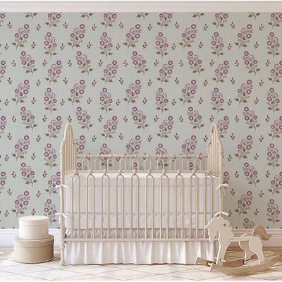 Papel de Parede Botânico Estilo Asiático Autoadesivo em Vinil Decorativo Fácil DIY para Quarto e Sala Roxo - S4Sassy 63,5 cm (L) × 304,8 cm (C) / Roxo - Vinil Liso