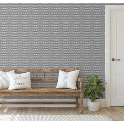 Mini Papel de Parede Estampa Lótus Autoadesivo, Estilo Asiático, Decorativo para Quarto e Sala - Cinza - S4Sassy 63,5 cm (L) × 609,6 cm (C) / Cinza - Vinil Liso