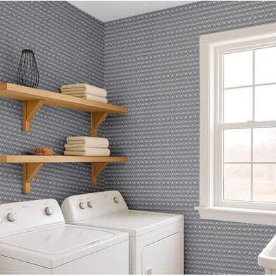 Mini Papel de Parede Estampa Lótus Autoadesivo, Estilo Asiático, Decorativo para Quarto e Sala - Cinza - S4Sassy 63,5 cm (L) × 609,6 cm (C) / Cinza - Vinil Liso