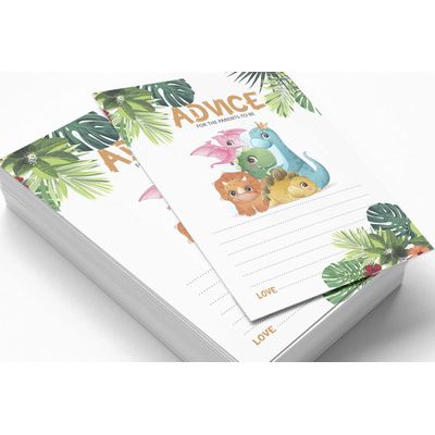 Cartões de Conselho para Chá de Bebê - Jogos e Atividades Divertidos, Coleção Tema Dinossauro Menina e Menino, Pacote com 50 - Inkdotpot 12,7 Cm × 17,78 Cm / Branco