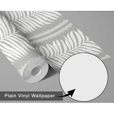 Papel de Parede Vinílico Autoadesivo Peel & Stick, Estampa Samambaia Listrada Urban Chic, À Prova d'Água, Removível, Cinza - S4Sassy 63,5 cm (L) × 152,4 cm (C) / Cinza - Vinil Texturizado