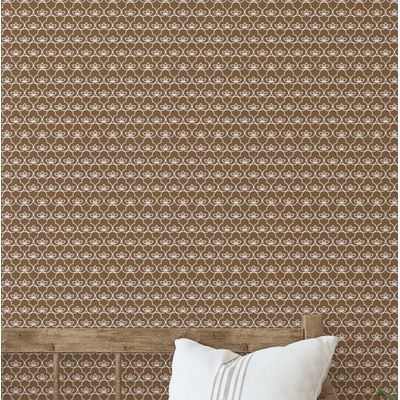 Papel de Parede Mini Estampa Lótus Autoadesivo Estilo Asiático, Decorativo, Decoração DIY Fácil para Quarto e Sala, Marrom - S4Sassy 63,5 cm (L) × 914,4 cm (C) / Marrom - Vinil Texturizado