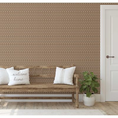 Papel de Parede Mini Estampa Lótus Autoadesivo Estilo Asiático, Decorativo, Decoração DIY Fácil para Quarto e Sala, Marrom - S4Sassy 63,5 cm (L) × 914,4 cm (C) / Marrom - Vinil Texturizado