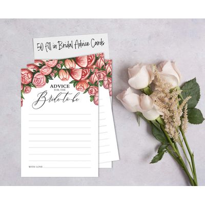 50 Cartões de Jogo Florais, Quadrados em Branco para Chá de Noiva, Chá de Casamento e Despedida de Solteira - Inkdotpot 12,7 Cm × 17,78 Cm / Branco - Ele Disse, Ela Disse