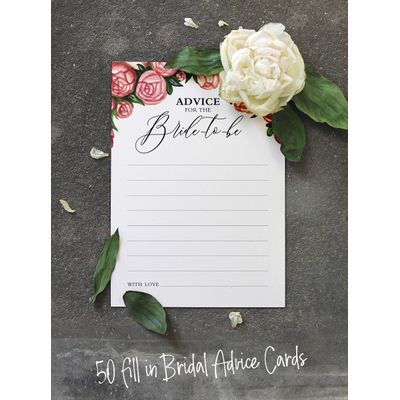 50 Cartões de Jogo Florais, Quadrados em Branco para Chá de Noiva, Chá de Casamento e Despedida de Solteira - Inkdotpot 12,7 Cm × 17,78 Cm / Branco - Ele Disse, Ela Disse