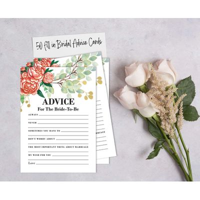 Cartões Quadrados em Branco para Chá de Noiva e Despedida de Solteira, Ideias de Presentes para Preencher, Pacote com 50 - Inkdotpot 12,7 Cm × 17,78 Cm / Branco - Ele Disse, Ela Disse