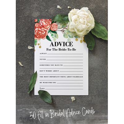 Cartões Quadrados em Branco para Chá de Noiva e Despedida de Solteira, Ideias de Presentes para Preencher, Pacote com 50 - Inkdotpot 12,7 Cm × 17,78 Cm / Branco - Ele Disse, Ela Disse