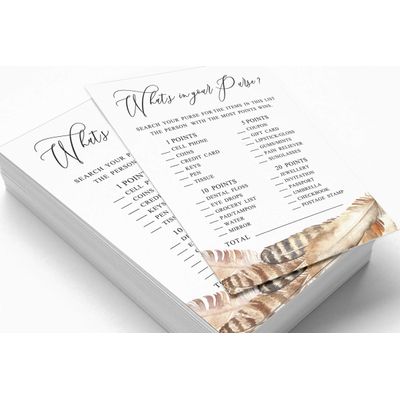 Lote de Cartões Quadrados em Branco para Preencher Ideias de Presente - Chá de Noiva/Despedida de Solteira - Jogo 50 Penas - Inkdotpot 12,7 Cm × 17,78 Cm / Branco - O Que Tem na Sua Bolsa