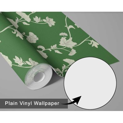 Papel de Parede Autoadesivo Removível Ginkgo Vine — Mural Verde Instantâneo para Quarto, Banheiro, Lavanderia e Closet - S4Sassy 63,5 cm (L) × 152,4 cm (C) / Verde - Vinil Liso