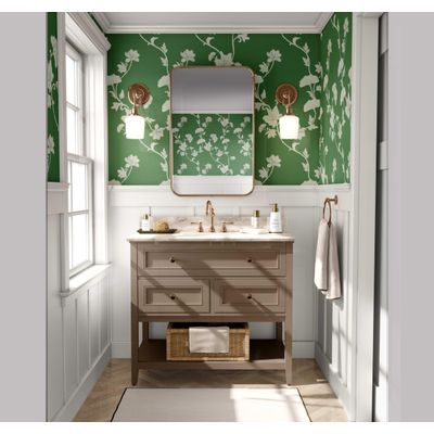 Papel de Parede Autoadesivo Removível Ginkgo Vine — Mural Verde Instantâneo para Quarto, Banheiro, Lavanderia e Closet - S4Sassy 63,5 cm (L) × 152,4 cm (C) / Verde - Vinil Liso