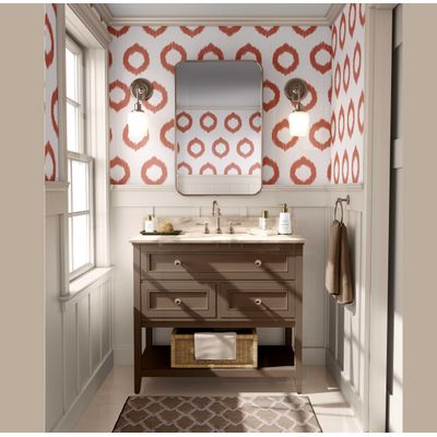 Vinílico Autoadesivo Urban Chic Circle Ikat À Prova d'Água Marrom Removível para Quartos, Salas e Espaços de Aluguel - S4Sassy 63,5 cm (L) × 304,8 cm (C) / Marrom - Vinil Texturizado