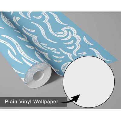 Papel de Parede Autoadesivo Decorativo para Quarto Infantil, Ondulações Oceânicas Azuis, Vinil à Prova d'Água, Removível - S4Sassy 63,5 cm (L) × 914,4 cm (C) / Azul - Vinil Liso