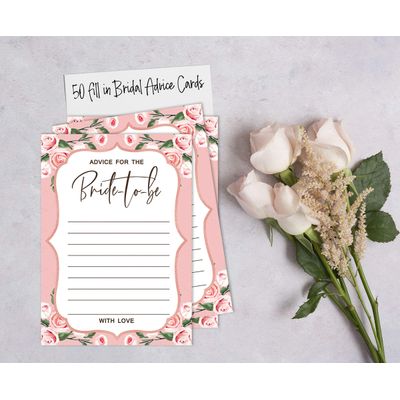 50 Cartões Florais Quadrados em Branco para Chá de Noiva e Despedida de Solteira, Jogo Vestido de Noiva e Ideias de Presente - Inkdotpot 12,7 Cm × 17,78 Cm / Branco - Por Que Fazemos Isso?