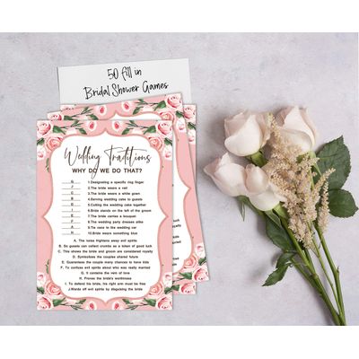 50 Cartões Florais Quadrados em Branco para Chá de Noiva e Despedida de Solteira, Jogo Vestido de Noiva e Ideias de Presente - Inkdotpot 12,7 Cm × 17,78 Cm / Branco - Por Que Fazemos Isso?