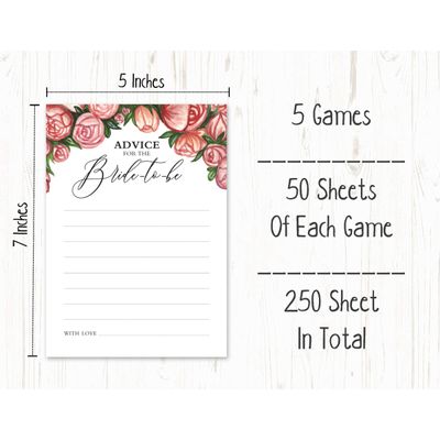 50 Cartões de Jogo Florais, Quadrados em Branco para Chá de Noiva, Chá de Casamento e Despedida de Solteira - Inkdotpot 12,7 Cm × 17,78 Cm / Branco - Conjunto de Jogos