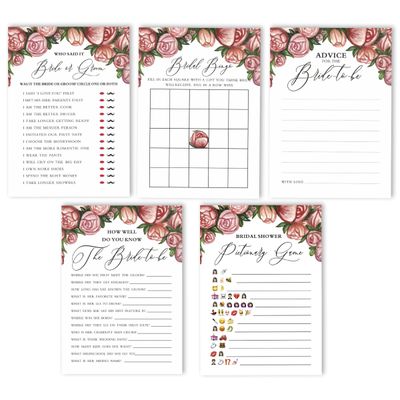 50 Cartões de Jogo Florais, Quadrados em Branco para Chá de Noiva, Chá de Casamento e Despedida de Solteira - Inkdotpot 12,7 Cm × 17,78 Cm / Branco - Conjunto de Jogos