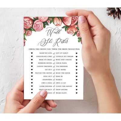 50 Cartões de Jogo Florais, Quadrados em Branco para Chá de Noiva, Chá de Casamento e Despedida de Solteira - Inkdotpot 12,7 Cm × 17,78 Cm / Branco - Conjunto de 4