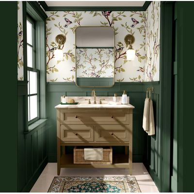Papel de Parede Autoadesivo Removível Estampa Pássaro Verde e Galho, Parede de Entrada, Decoração de Escritório, Solução - S4sassy 63,5 cm (L) × 152,4 cm (C) / Verde - Vinil Liso