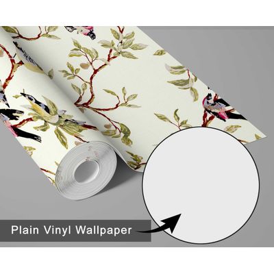 Papel de Parede Autoadesivo Removível Estampa Pássaro Verde e Galho, Parede de Entrada, Decoração de Escritório, Solução - S4sassy 63,5 cm (L) × 152,4 cm (C) / Verde - Vinil Liso