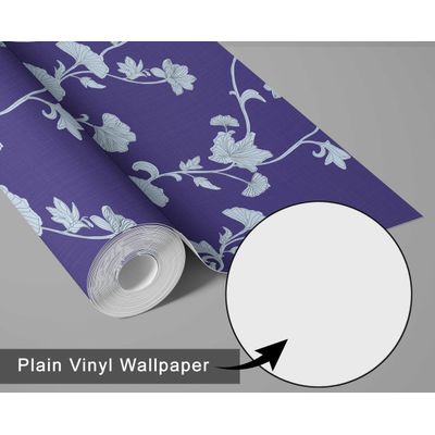 Papel de Parede Autoadesivo Removível Trepadeira de Ginkgo Roxa, Mural Instantâneo para Quarto, Banheiro, Lavanderia, Closet - S4Sassy 63,5 cm (L) × 152,4 cm (C) / Roxo - Vinil Texturizado