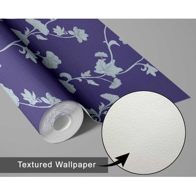 Papel de Parede Autoadesivo Removível Trepadeira de Ginkgo Roxa, Mural Instantâneo para Quarto, Banheiro, Lavanderia, Closet - S4Sassy 63,5 cm (L) × 152,4 cm (C) / Roxo - Vinil Texturizado