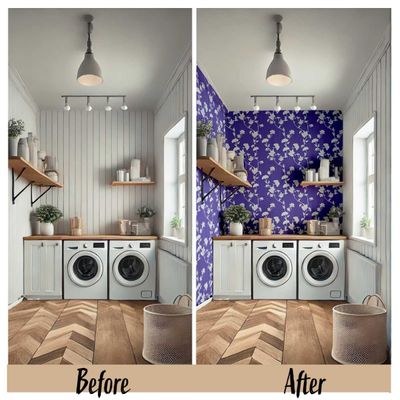 Papel de Parede Autoadesivo Removível Trepadeira de Ginkgo Roxa, Mural Instantâneo para Quarto, Banheiro, Lavanderia, Closet - S4Sassy 63,5 cm (L) × 152,4 cm (C) / Roxo - Vinil Texturizado