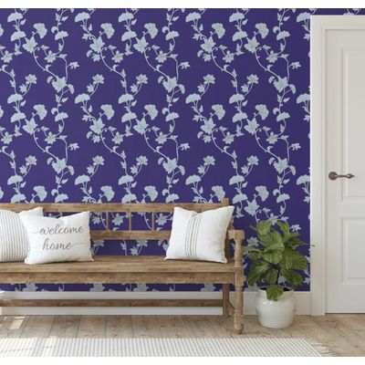 Papel de Parede Autoadesivo Removível Trepadeira de Ginkgo Roxa, Mural Instantâneo para Quarto, Banheiro, Lavanderia, Closet - S4Sassy 63,5 cm (L) × 152,4 cm (C) / Roxo - Vinil Texturizado