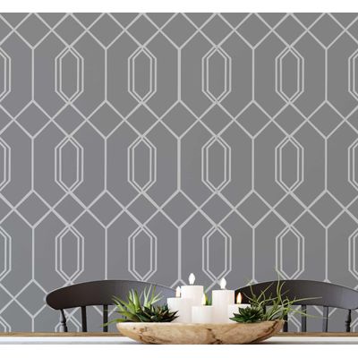 Papel de Parede Autoadesivo Hexágonos Geométricos Cinza, Vinil Removível DIY Descascar e Colar para Entrada - S4sassy 63,5 cm (L) × 914,4 cm (C) / Cinza - Vinil Liso