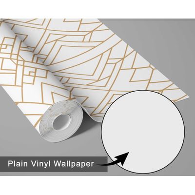 Papel de Parede Autoadesivo Estampa Art Déco Linhas, Contact Impermeável Bege, Removível para Inquilinos, Quarto e Sala de Jantar - S4sassy 63,5 cm (L) × 304,8 cm (C) / Bege - Vinil Liso