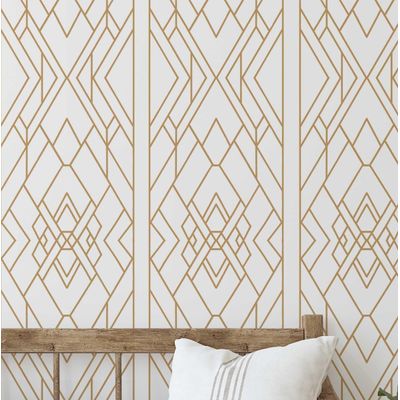 Papel de Parede Autoadesivo Estampa Art Déco Linhas, Contact Impermeável Bege, Removível para Inquilinos, Quarto e Sala de Jantar - S4sassy 63,5 cm (L) × 304,8 cm (C) / Bege - Vinil Liso