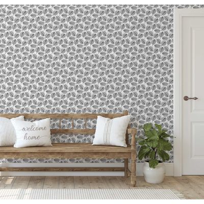 Papel de Parede Vinílico Autoadesivo, Estampa de Folhas Pequenas, À Prova d'Água - Preto, Removível para Quartos e Salas - S4Sassy 63,5 cm (L) × 152,4 cm (C) / Preto - Vinil Liso