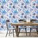 Papel de Parede Vinílico Autoadesivo Removível Vida Marinha Aquarelada Conchas e Estrelas-do-Mar Azul Banheiro/Lavanderia/Closet - S4Sassy 63,5 cm (L) × 304,8 cm (C) / Azul - Vinil Texturizado