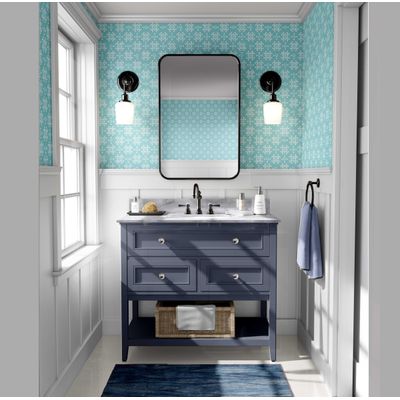 Papel de Parede Vinílico Autoadesivo Removível com Bloqueio Solar, Mural Estilo Asiático para Banheiro, Lavanderia e Closet, Azul - S4Sassy 63,5 cm (L) × 304,8 cm (C) / Azul - Vinil Liso