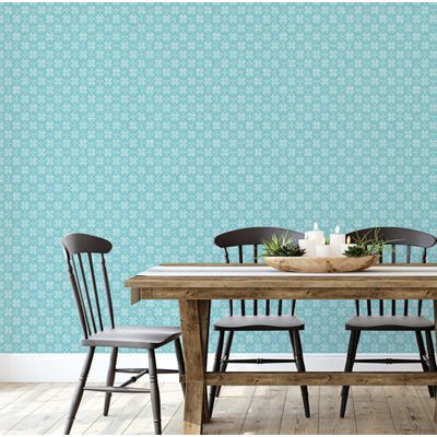Papel de Parede Vinílico Autoadesivo Removível com Bloqueio Solar, Mural Estilo Asiático para Banheiro, Lavanderia e Closet, Azul - S4Sassy 63,5 cm (L) × 304,8 cm (C) / Azul - Vinil Liso