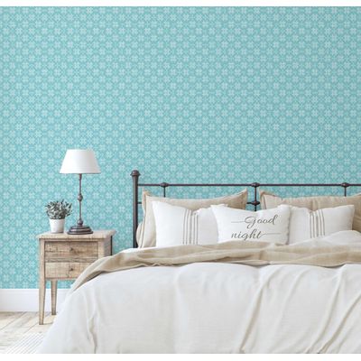 Papel de Parede Vinílico Autoadesivo Removível com Bloqueio Solar, Mural Estilo Asiático para Banheiro, Lavanderia e Closet, Azul - S4Sassy 63,5 cm (L) × 304,8 cm (C) / Azul - Vinil Liso