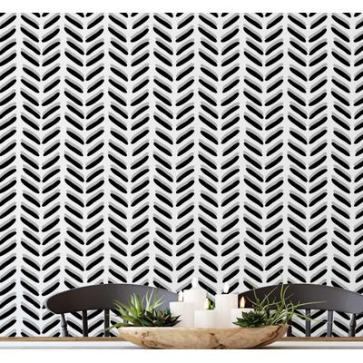 Papel de Parede Autoadesivo Estampa de Folhas Preto, Vinil Removível DIY para Parede de Destaque da Entrada, Decoração Fácil - S4sassy 63,5 cm (L) × 152,4 cm (C) / Preto - Vinil Liso