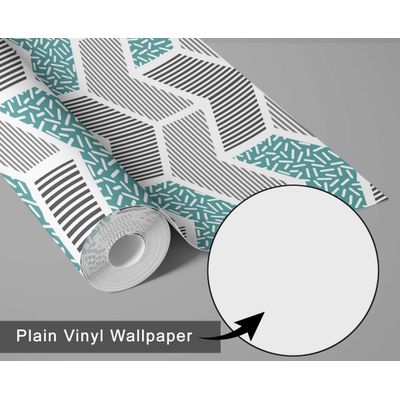 Papel de Parede Autoadesivo Estampado Geométrico e Listrado Verde, Vinil Removível DIY para Parede de Entrada, Decoração Fácil - S4sassy 63,5 cm (L) × 914,4 cm (C) / Verde - Vinil Liso