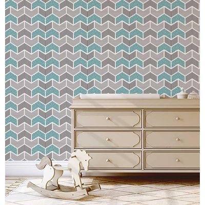 Papel de Parede Autoadesivo Estampado Geométrico e Listrado Verde, Vinil Removível DIY para Parede de Entrada, Decoração Fácil - S4sassy 63,5 cm (L) × 914,4 cm (C) / Verde - Vinil Liso