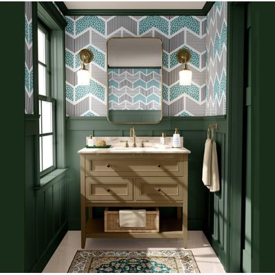 Papel de Parede Autoadesivo Estampado Geométrico e Listrado Verde, Vinil Removível DIY para Parede de Entrada, Decoração Fácil - S4sassy 63,5 cm (L) × 914,4 cm (C) / Verde - Vinil Liso