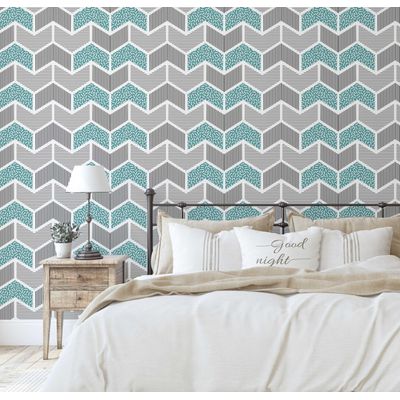 Papel de Parede Autoadesivo Estampado Geométrico e Listrado Verde, Vinil Removível DIY para Parede de Entrada, Decoração Fácil - S4sassy 63,5 cm (L) × 914,4 cm (C) / Verde - Vinil Liso