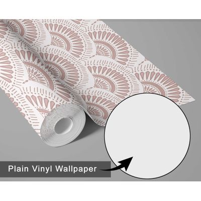 Papel de Parede Fan Burst, Estilo Asiático, Autoadesivo, Revestimento Decorativo, DIY Fácil para Quarto e Sala - Rosa - S4Sassy 63,5 cm (L) × 609,6 cm (C) / Rosa - Vinil Liso