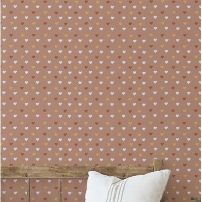 Papel de Parede com Estampa de Coração Marrom, Vinil Autoadesivo, Revestimento Decorativo Fácil para Quarto e Sala - S4Sassy 63,5 cm (L) × 609,6 cm (C) / Marrom - Vinil Texturizado