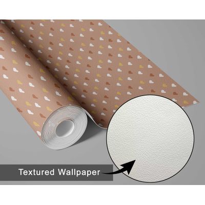 Papel de Parede com Estampa de Coração Marrom, Vinil Autoadesivo, Revestimento Decorativo Fácil para Quarto e Sala - S4Sassy 63,5 cm (L) × 609,6 cm (C) / Marrom - Vinil Texturizado