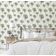 Papel de Parede Esboço Artístico de Dália — Vinil Autoadesivo Verde, Revestimento Decorativo DIY para Quarto, Sala de Estar - S4Sassy 63,5 cm (L) × 304,8 cm (C) / Verde - Vinil Texturizado