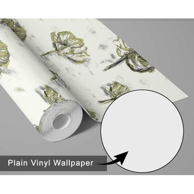 Papel de Parede Esboço Artístico de Dália — Vinil Autoadesivo Verde, Revestimento Decorativo DIY para Quarto, Sala de Estar - S4Sassy 63,5 cm (L) × 304,8 cm (C) / Verde - Vinil Texturizado